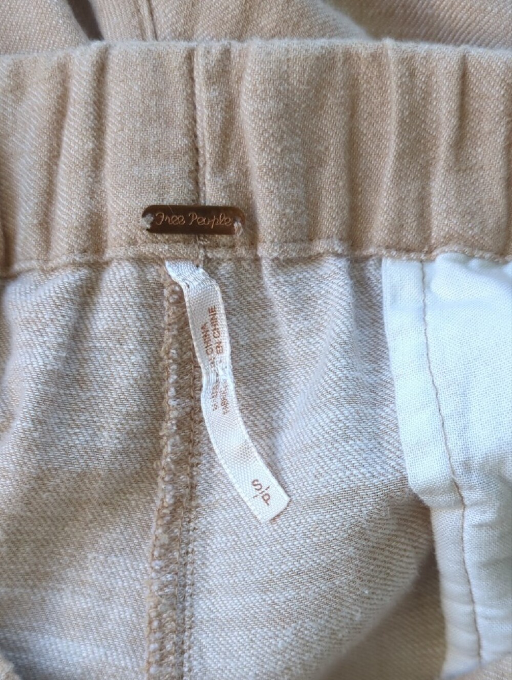 Free People Beige Cotton Linen Rope Drawstring Tassel Boho Summer Beach Pants S - Picture 5 of 5